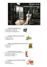 English Worksheet: The Quiz about the British Queen (!!! Component to 