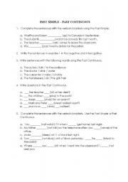 English worksheet: Past Simple - Past Continuous