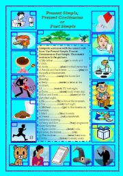 English Worksheet: Present Simple, Present Continuous and Past Simple