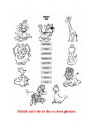 English Worksheet: animals - zoo