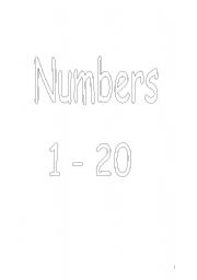 English worksheet: Numbers and colours 1-20