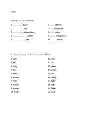 English Worksheet: COUNTABLE AND UNCOUNTABLE  NOUNS