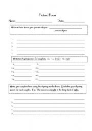 English Worksheet: Picture Poem/couplets