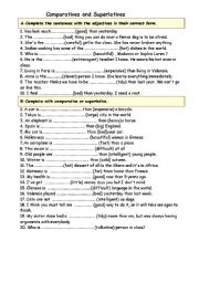 English Worksheet: Comparative
