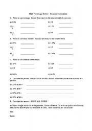 English worksheet: Percentage Review