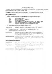 English Worksheet: Writing a News Report