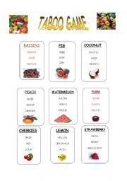 English Worksheet: Fruits taboo