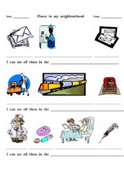 English worksheet: people and places in my neighbourhood