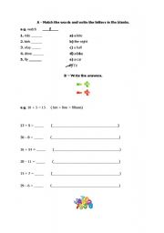 English worksheet: a worksheet For elementary learners