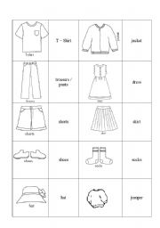 English Worksheet: clothes - memory game