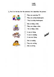 English Worksheet: Present Continuous test part 1,