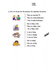 English worksheet: Present Continuous test part 1,