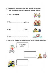 English worksheet: Present continuous test part 2.
