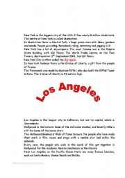 English worksheet: new york and los angeles