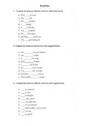 English Worksheet: Exercises verb to be
