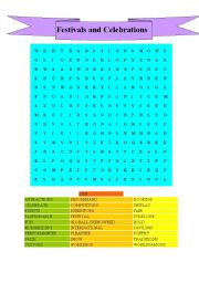English Worksheet: festivals and celebrations