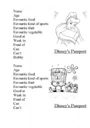English worksheet: Disneys Passport
