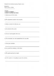 English worksheet: ACTIVE TO PASSIVE VOICE