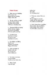 English worksheet: Winter Poems