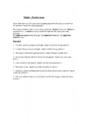 English worksheet: might + perfect tense