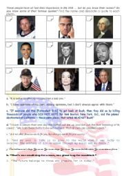 English Worksheet: Famous American people and famous quotes