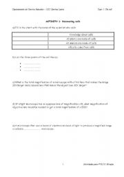 English Worksheet: activities about the eukaryotic cell