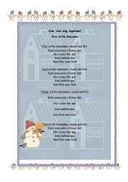 English worksheet: English song -Five Little Snowmen