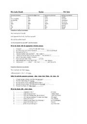English worksheet: review for the 9th form 
