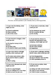 English Worksheet: Imaginary Situations