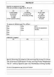 English Worksheet: IN/ON/AT