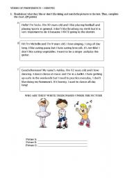 English worksheet: Verbs of preference