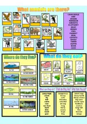 English Worksheet: Describing animals 1/2