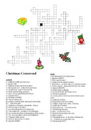 English Worksheet: CHRISTMAS CROSSWORD I