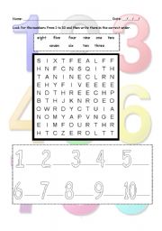 English Worksheet: Numbers