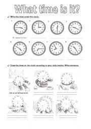 English Worksheet: What time is it?