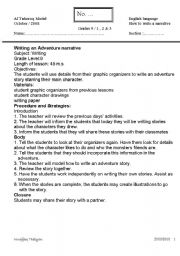 English worksheet: Writing a narrative