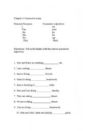 English worksheet: possessive adjective exercise