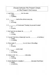 English Worksheet: Present Simple vs Present Continuous