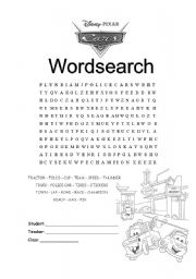 English Worksheet: Cars - Wordsearch