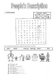 English worksheet: Peoples Description