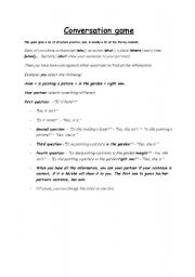 English worksheet: Present BE + Ving conversation game