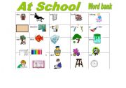 English worksheet: at school wordbank