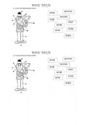 English worksheet: body parts worksheet