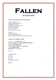 English worksheet: Fallen