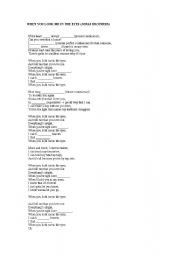 English worksheet: When you look me in the eyes (Jonas Brothers)