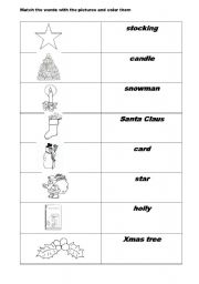 English worksheet: xmas match