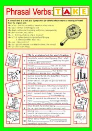 English Worksheet: Phrasal Verbs (6/10): TAKE