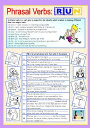 English Worksheet: Phrasal verbs (5/10): RUN