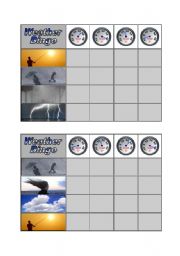 English Worksheet: Weather Bingo - Part 3 of 3