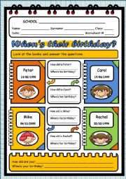 English Worksheet: BIRTHDAYS